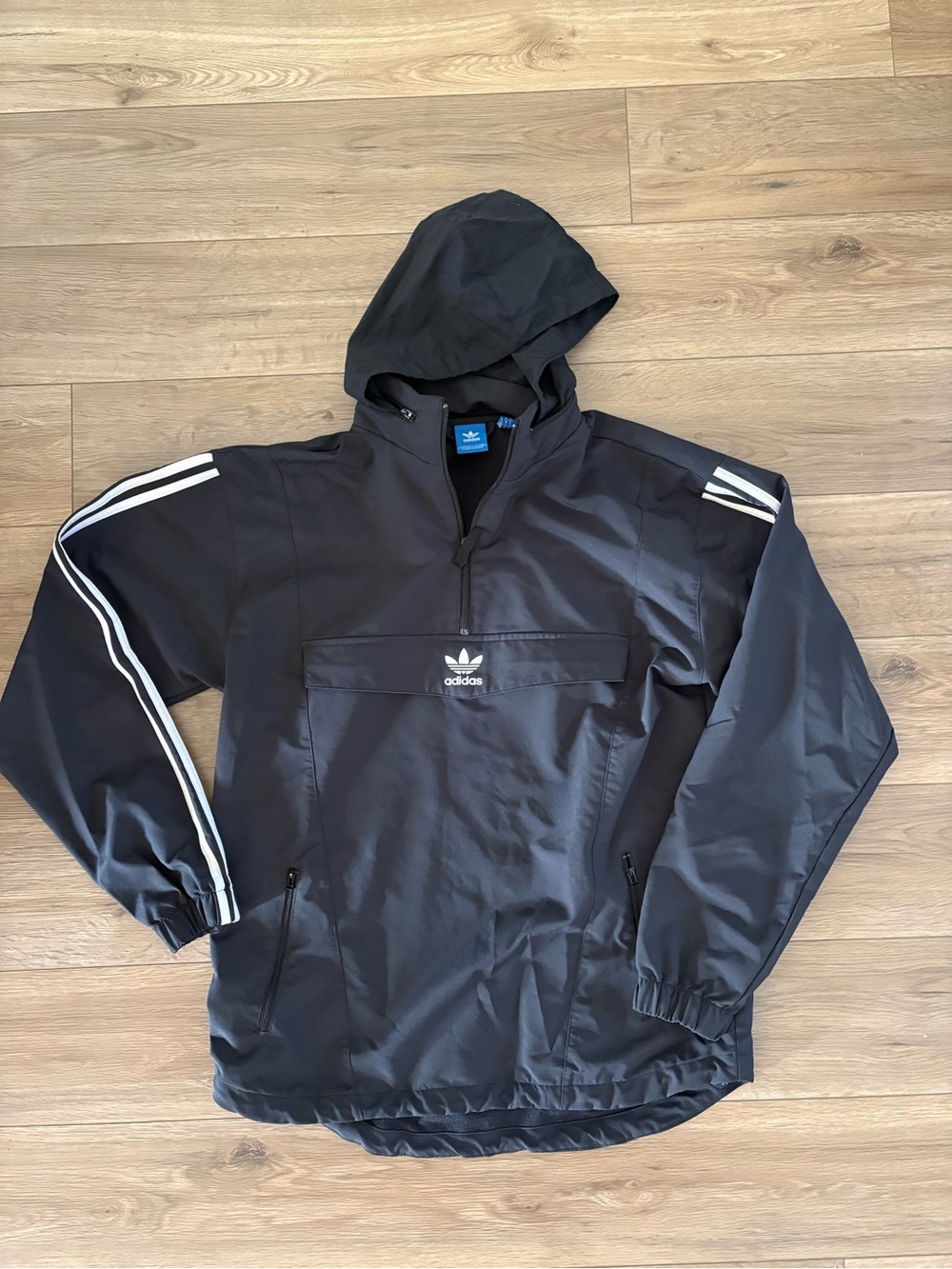 Adidas black pullover anorak windbreaker